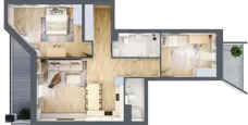 3 pokoje, mieszkanie 74,74 m², piętro 2, oferta nr 1.185, La Vie House, Kraków, Podgórze, ul. Łagiewnicka