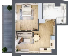 2 pokoje, mieszkanie 53,68 m², piętro 1, oferta nr 1.228, La Vie House, Kraków, Podgórze, ul. Łagiewnicka