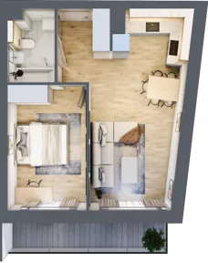 2 pokoje, mieszkanie 41,99 m², piętro 1, oferta nr 1.229, La Vie House, Kraków, Podgórze, ul. Łagiewnicka