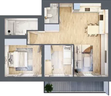 3 pokoje, mieszkanie 62,02 m², piętro 1, oferta nr 1.230, La Vie House, Kraków, Podgórze, ul. Łagiewnicka