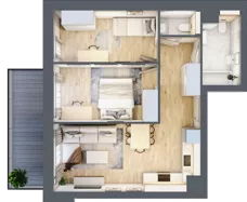 3 pokoje, mieszkanie 54,43 m², piętro 4, oferta nr 1.241, La Vie House, Kraków, Podgórze, ul. Łagiewnicka