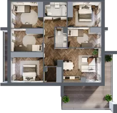 6 pokoi, mieszkanie 92,60 m², piętro 1, oferta nr 3.2, Imperial River Park, Kraków, Bronowice, Bronowice Małe, ul. Truszkowskiego