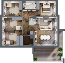 5 pokoi, mieszkanie 91,25 m², piętro 1, oferta nr 23.2, Imperial River Park, Kraków, Bronowice, Bronowice Małe, ul. Truszkowskiego