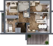 4 pokoje, mieszkanie 73,84 m², piętro 1, oferta nr 25.2, Imperial River Park, Kraków, Bronowice, Bronowice Małe, ul. Truszkowskiego