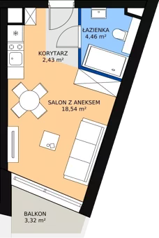 1 pokój, apartament inwestycyjny 25,37 m², piętro 1, oferta nr 1, Marina Iława Apartamenty Turystyczne, Iława, ul. Konstytucji 3 Maja 7