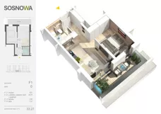 2 pokoje, mieszkanie 33,27 m², parter, oferta nr F 1, Osiedle Sosnowa, Ełk, Szyba, ul. Szyszkowa