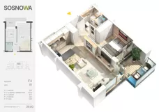 2 pokoje, mieszkanie 39,00 m², piętro 3, oferta nr F 4, Osiedle Sosnowa, Ełk, Szyba, ul. Szyszkowa
