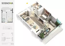 2 pokoje, mieszkanie 39,40 m², parter, oferta nr G 1, Osiedle Sosnowa, Ełk, Szyba, ul. Szyszkowa