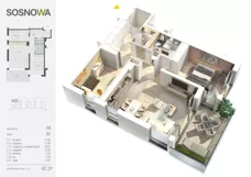 3 pokoje, mieszkanie 67,31 m², piętro 3, oferta nr I 4, Osiedle Sosnowa, Ełk, Szyba, ul. Szyszkowa