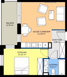 2 pokoje, mieszkanie 43,71 m², piętro 1, oferta nr 24, Traviata, Warszawa, Białołęka, Kobiałka, ul. Giuseppe Verdiego 22