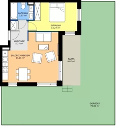 2 pokoje, mieszkanie 46,64 m², piętro 1, oferta nr 19, Traviata, Warszawa, Białołęka, Kobiałka, ul. Giuseppe Verdiego 22