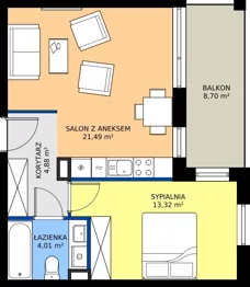 2 pokoje, mieszkanie 43,70 m², piętro 1, oferta nr 17, Traviata, Warszawa, Białołęka, Kobiałka, ul. Giuseppe Verdiego 22