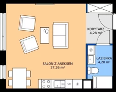 1 pokój, mieszkanie 35,74 m², piętro 1, oferta nr 25, Traviata, Warszawa, Białołęka, Kobiałka, ul. Giuseppe Verdiego 22