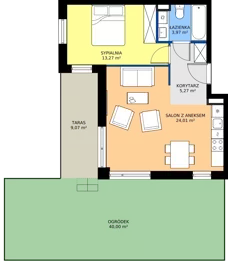 2 pokoje, mieszkanie 46,64 m², piętro 1, oferta nr 19, Traviata, Warszawa, Białołęka, Kobiałka, ul. Giuseppe Verdiego 22