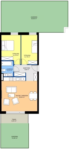 3 pokoje, mieszkanie 65,75 m², parter, oferta nr 1, Traviata, Warszawa, Białołęka, Kobiałka, ul. Giuseppe Verdiego 22