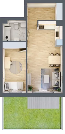 2 pokoje, mieszkanie 47,58 m², parter, oferta nr 2, Pulse, Bydgoszcz, Wzgórze Wolności, ul. Wojska Polskiego