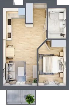 2 pokoje, mieszkanie 37,41 m², piętro 2, oferta nr 38, Pulse, Bydgoszcz, Wzgórze Wolności, ul. Wojska Polskiego