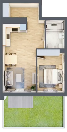 2 pokoje, mieszkanie 47,16 m², parter, oferta nr 1, Pulse, Bydgoszcz, Wzgórze Wolności, ul. Wojska Polskiego