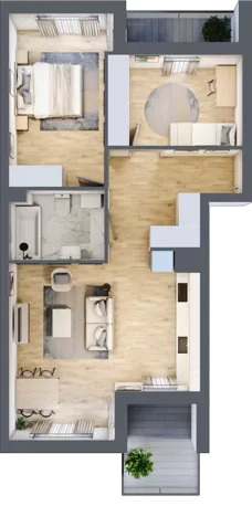 3 pokoje, mieszkanie 61,84 m², piętro 2, oferta nr 40, Pulse, Bydgoszcz, Wzgórze Wolności, ul. Wojska Polskiego