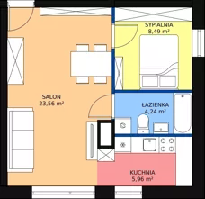 2 pokoje, mieszkanie 42,25 m², parter, oferta nr A1, Rodzinna Malta, Poznań, Warszawskie-Pomet-Maltańskie, Komandoria, ul. Bnińska