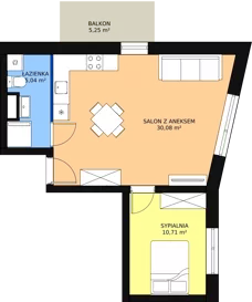 2 pokoje, mieszkanie 45,83 m², piętro 1, oferta nr A9, Rodzinna Malta, Poznań, Warszawskie-Pomet-Maltańskie, Komandoria, ul. Bnińska