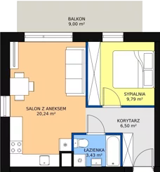 2 pokoje, mieszkanie 39,96 m², piętro 1, oferta nr B9, Rodzinna Malta, Poznań, Warszawskie-Pomet-Maltańskie, Komandoria, ul. Bnińska
