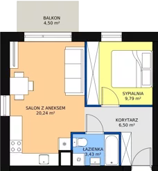 2 pokoje, apartament 39,96 m², piętro 2, oferta nr B14, Rodzinna Malta, Poznań, Warszawskie-Pomet-Maltańskie, Komandoria, ul. Bnińska