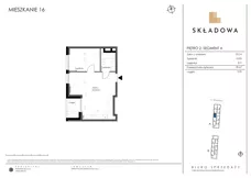 2 pokoje, mieszkanie 39,67 m², piętro 2, oferta nr A16, Apartamenty Składowa, Kraków, Krowodrza, ul. Składowa 22
