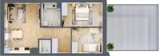 3 pokoje, mieszkanie 60,84 m², piętro 1, oferta nr 31, Choiny 3 Budynek B3, Lublin, Czechów Północny, ul. Choiny 3