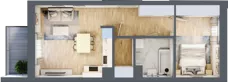 2 pokoje, mieszkanie 44,89 m², piętro 3, oferta nr 60, Choiny 3 Budynek B3, Lublin, Czechów Północny, ul. Choiny 3