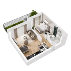 2 pokoje, mieszkanie 43,88 m², parter, oferta nr 9.A.03, Nowe Południe - budynek 9 , Gdańsk, Orunia Górna-Gdańsk Południe, Maćkowy, ul. Starogrodzka / Borkowska