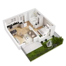 2 pokoje, mieszkanie 43,88 m², parter, oferta nr 9.B.02, Nowe Południe - budynek 9 , Gdańsk, Orunia Górna-Gdańsk Południe, Maćkowy, ul. Starogrodzka / Borkowska