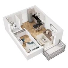 2 pokoje, mieszkanie 36,27 m², piętro 3, oferta nr 9.B.19, Nowe Południe - budynek 9 , Gdańsk, Orunia Górna-Gdańsk Południe, Maćkowy, ul. Starogrodzka / Borkowska