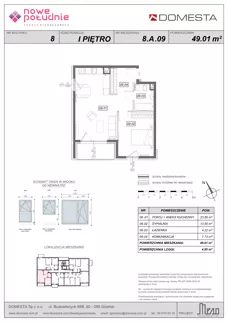 2 pokoje, mieszkanie 49,01 m², piętro 1, oferta nr 8.A.09, Nowe Południe - budynek 8, Gdańsk, Orunia Górna-Gdańsk Południe, Maćkowy, ul. Starogrodzka / Borkowska