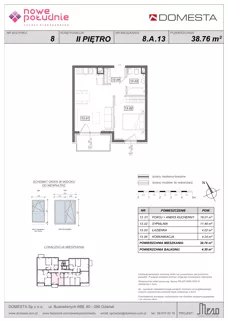 2 pokoje, mieszkanie 38,76 m², piętro 2, oferta nr 8.A.13, Nowe Południe - budynek 8, Gdańsk, Orunia Górna-Gdańsk Południe, Maćkowy, ul. Starogrodzka / Borkowska
