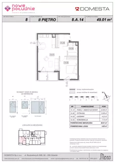 2 pokoje, mieszkanie 49,01 m², piętro 2, oferta nr 8.A.14, Nowe Południe - budynek 8, Gdańsk, Orunia Górna-Gdańsk Południe, Maćkowy, ul. Starogrodzka / Borkowska