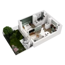 2 pokoje, mieszkanie 38,89 m², piętro 1, oferta nr 10.B.07, Nowe Południe - budynek 10, Gdańsk, Orunia Górna-Gdańsk Południe, Maćkowy, ul. Starogrodzka / Borkowska