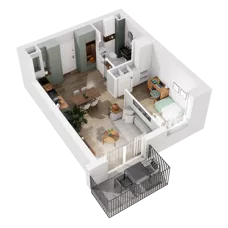 2 pokoje, mieszkanie 35,90 m², piętro 1, oferta nr 10.B.06, Nowe Południe - budynek 10, Gdańsk, Orunia Górna-Gdańsk Południe, Maćkowy, ul. Starogrodzka / Borkowska