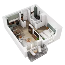 2 pokoje, mieszkanie 38,89 m², piętro 1, oferta nr 10.B.07, Nowe Południe - budynek 10, Gdańsk, Orunia Górna-Gdańsk Południe, Maćkowy, ul. Starogrodzka / Borkowska