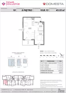 2 pokoje, mieszkanie 43,33 m², piętro 2, oferta nr 10.B.13, Nowe Południe - budynek 10, Gdańsk, Orunia Górna-Gdańsk Południe, Maćkowy, ul. Starogrodzka / Borkowska