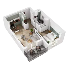 2 pokoje, mieszkanie 43,33 m², piętro 2, oferta nr 10.B.13, Nowe Południe - budynek 10, Gdańsk, Orunia Górna-Gdańsk Południe, Maćkowy, ul. Starogrodzka / Borkowska