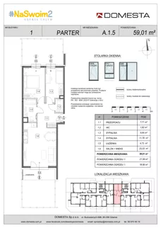 3 pokoje, mieszkanie 59,01 m², parter, oferta nr A.1.5, #NaSwoim2, Gdańsk, Chełm, ul. Ptasia 22