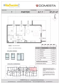 3 pokoje, mieszkanie 67,21 m², parter, oferta nr A.1.1, #NaSwoim2, Gdańsk, Chełm, ul. Ptasia 22