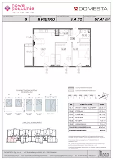 3 pokoje, mieszkanie 67,47 m², piętro 2, oferta nr 9.A.12, Nowe Południe - budynek 9 , Gdańsk, Orunia Górna-Gdańsk Południe, Maćkowy, ul. Starogrodzka / Borkowska