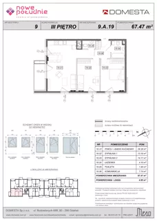 3 pokoje, mieszkanie 67,47 m², piętro 3, oferta nr 9.A.19, Nowe Południe - budynek 9 , Gdańsk, Orunia Górna-Gdańsk Południe, Maćkowy, ul. Starogrodzka / Borkowska