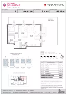 3 pokoje, mieszkanie 65,08 m², piętro 1, oferta nr 8.A.06, Nowe Południe - budynek 8, Gdańsk, Orunia Górna-Gdańsk Południe, Maćkowy, ul. Starogrodzka / Borkowska