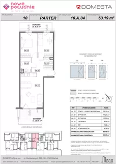 3 pokoje, mieszkanie 63,19 m², parter, oferta nr 10.A.04, Nowe Południe - budynek 10, Gdańsk, Orunia Górna-Gdańsk Południe, Maćkowy, ul. Starogrodzka / Borkowska