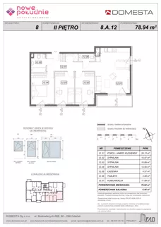 4 pokoje, mieszkanie 78,94 m², piętro 2, oferta nr 8.A.12, Nowe Południe - budynek 8, Gdańsk, Orunia Górna-Gdańsk Południe, Maćkowy, ul. Starogrodzka / Borkowska