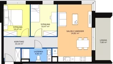 3 pokoje, apartament inwestycyjny 60,46 m², piętro 1, oferta nr A.2.2, Apartamenty Remedium, Gdańsk, Aniołki,  ul. Mariana Smoluchowskiego