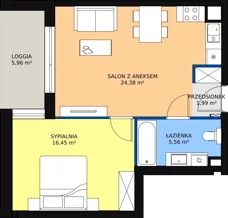 2 pokoje, apartament inwestycyjny 48,38 m², piętro 1, oferta nr A.2.19, Apartamenty Remedium, Gdańsk, Aniołki,  ul. Mariana Smoluchowskiego